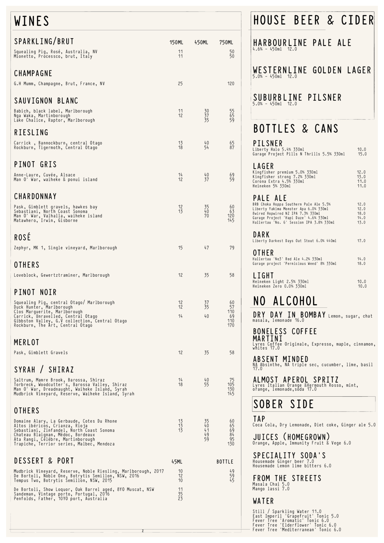 Drinks Menu - VT STATION