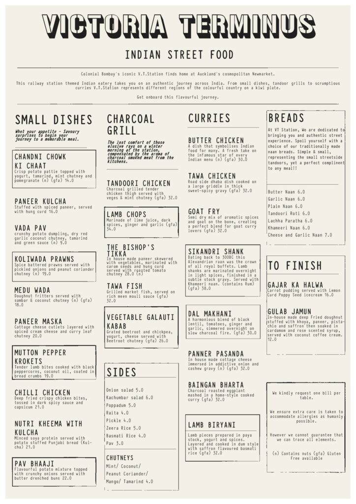 Takeaway Menu - VT STATION